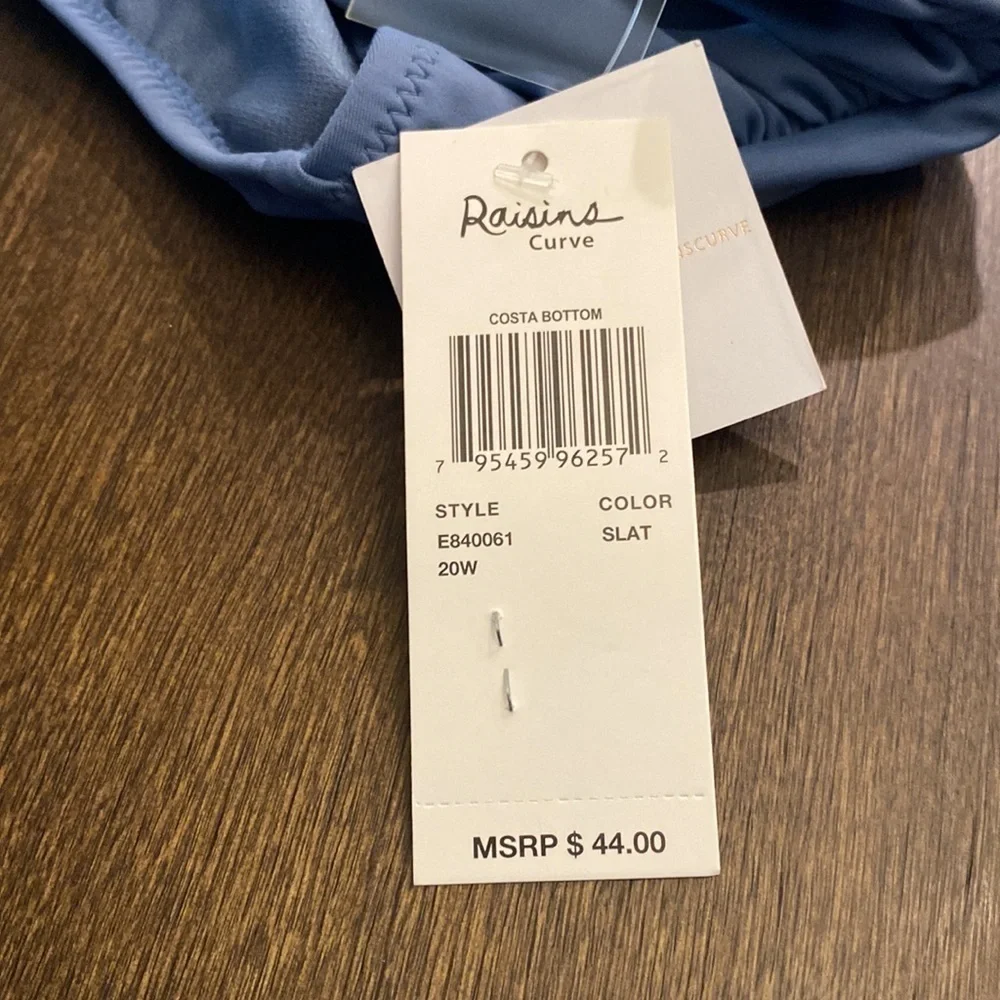 Raisins Curve high waisted ruched blue‎ swim bottom size 20W NWT